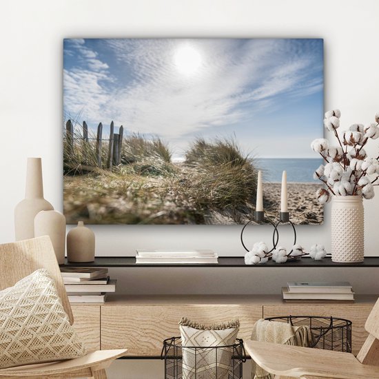 Tableau sur toile Soleil - Nuages ​​- Plage - 80x60 cm - Décoration murale