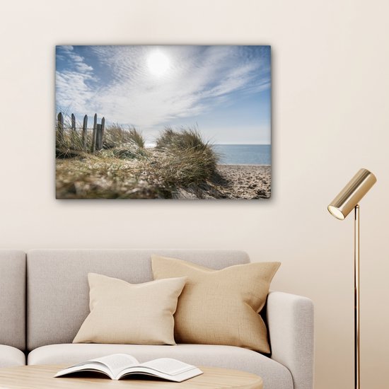 Tableau sur toile Soleil - Nuages ​​- Plage - 80x60 cm - Décoration murale