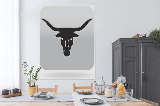 Une icône illustration de la toile Texas Longhorn 120x160 cm - Tirage photo sur toile (Décoration murale salon / chambre) / Animaux de la ferme Peintures sur toile XXL / Groot format!
