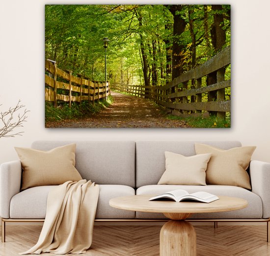 Canvas Schilderij Laantje in de zomer - 120x80 cm - Wanddecoratie