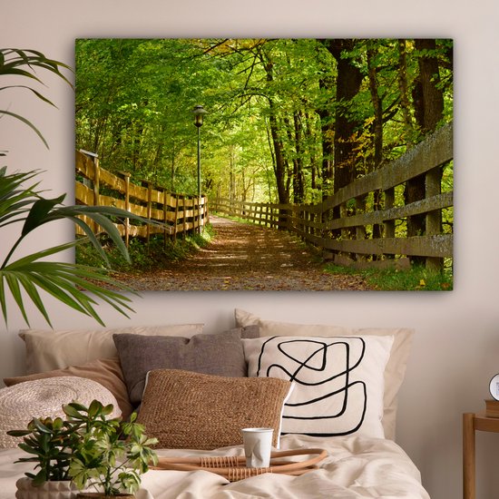 Canvas Schilderij Laantje in de zomer - 120x80 cm - Wanddecoratie