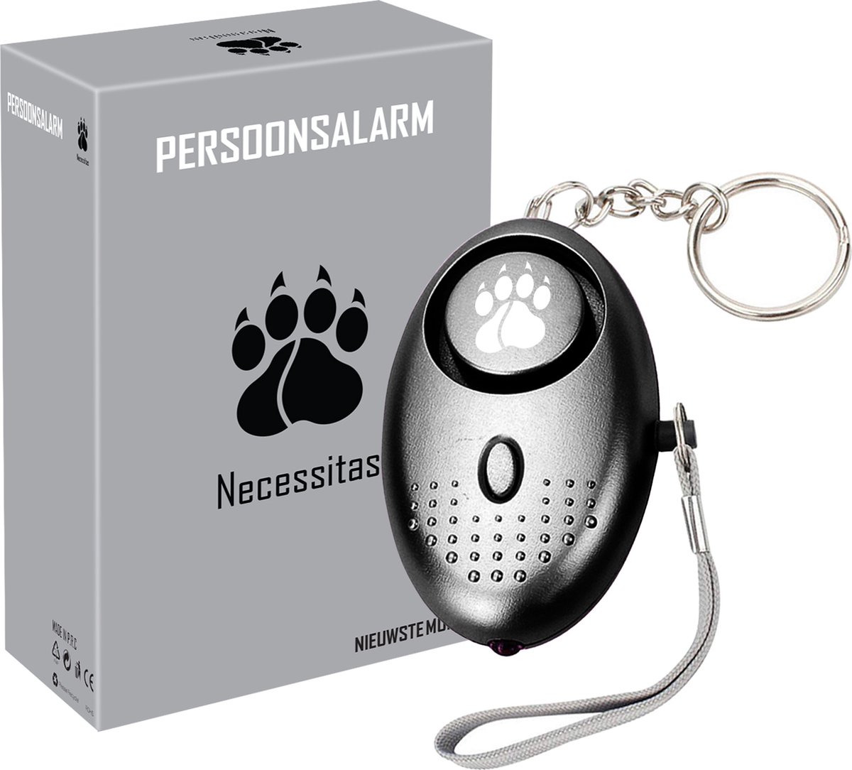 Necessitas ® Senioren Alarm Persoonlijk Alarmknop Sleutelhanger - Alarmsysteem 140DB Geluid - Draadloos Personal Alarm - Incl. Batterij - Necessitas