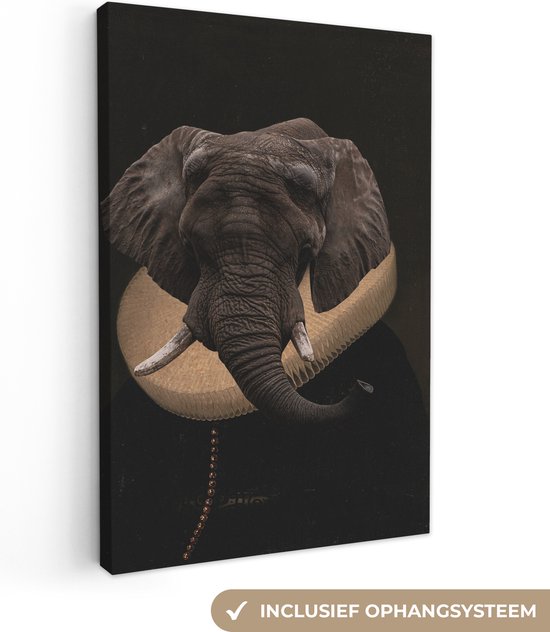 Canvas Schilderij Oude Meesters - Olieverf - Olifant - 60x90 cm - Wanddecoratie