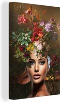 Toiles Peintures - Femme - Fleurs - Couleurs - 20x30 cm - Décoration murale
