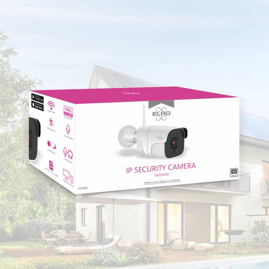 Caméra de sécurité IP Wifi Plein air ELRO CO7000 avec détecteur de mouvement et vision nocturne – Caméra de sécurité Full HD 1080P – Étanchéité IP66