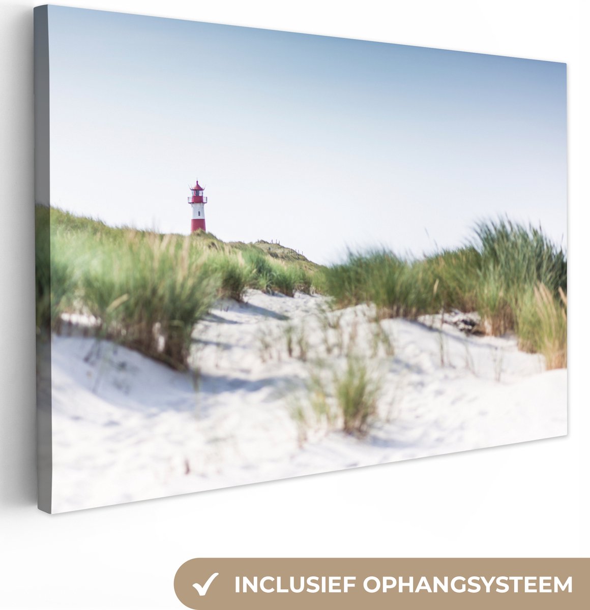 Canvas schilderij duinen en wadden zee 90x60 - Kamer decoratie accessoires strand en zee - Beach schilderijen woonkamer - Wanddecoratie slaapkamer - Muurdecoratie keuken - Wanddoek interieur binnen - Woondecoratie huis - Woonaccessoires op Prijzenvolger.com