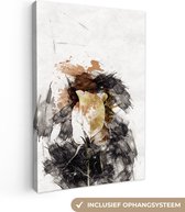 Canvas Schilderij Bloemen - Verf - Wit - 20x30 cm - Wanddecoratie