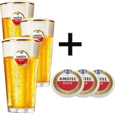 Amstel bier pakket 3x bierglazen 25cl vaasjes 1x rol viltjes (mancave)