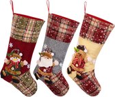 Kerstkous, Big Xmas Stockings Decoratie, 48,7 cm Santa Snowman Rendier Stocking Kerstversiering en feestaccessoires, set van 3