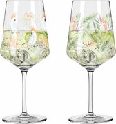 lot de 2 verres à apéritif 500 ml - Série Corde d'été - Style floral, multicolore - Fabriqué en Allemagne
