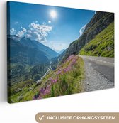 Canvas Schilderij Zwitserland - Alpen - Natuur - 90x60 cm - Wanddecoratie