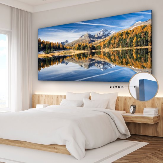 Reflet dans l'eau aux Alpes Toile 120x80 cm - Tirage photo sur Toile (Décoration murale salon / chambre) / Peintures Nature sur Toile