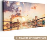 Deux ponts de New York en toile 60x40 cm - impression photo sur toile peinture Décoration murale salon / chambre à coucher) / Villes Peintures Toile