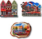 Koelkastmagneten Set: Holland & Amsterdam - Uniek Cadeau - Souvenirs - 3 stuks