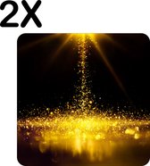 BWK Luxe Placemat - Gouden Glitter Regen - Set van 2 Placemats - 40x40 cm - 2 mm dik Vinyl - Anti Slip - Afneembaar