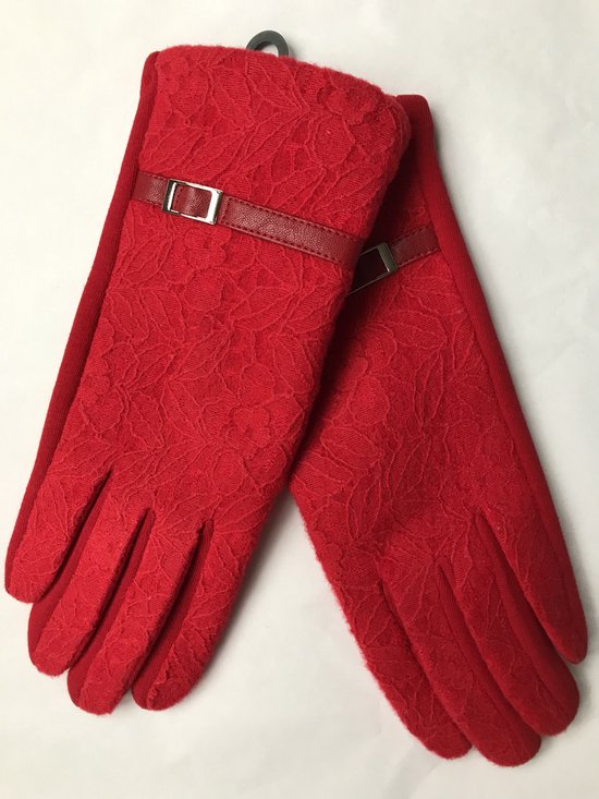 Handschoenen Trendy Dames Mode Herfst Winter Warme Zachte - Rood met riempje - One Size- Cadeau idee