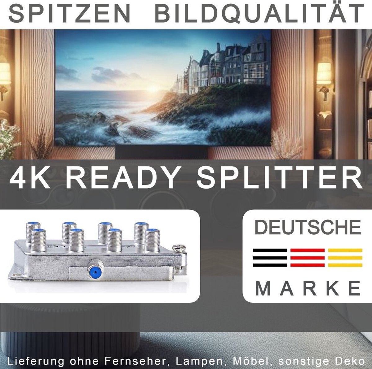 TronicXL Digitale 8-voudige antennekabel TV BK zachte SAT-splitter HDTV F-stekker verdeler TV HD Switch achtvoudige stroomverdeler DVBC DVBT Radio FM Unicable 4K HDTV 8-voudig