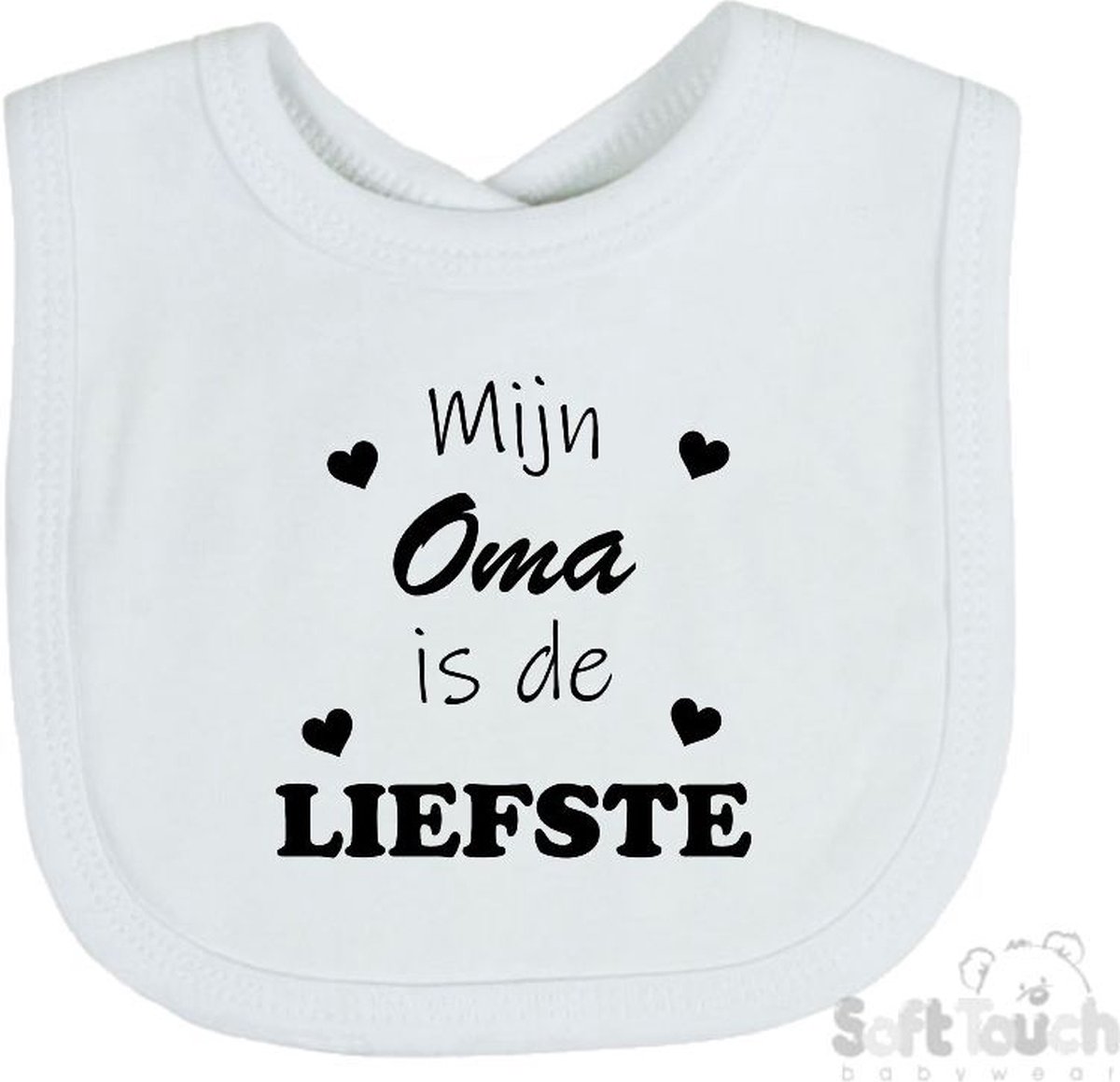 Goedkoopste Soft Touch Slabber Slabbetje Slab Mijn Oma is de liefste Unisex Katoen Wit/zwart Maat 33x22 Cm