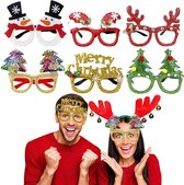 6 stuks kerstbrilmonturen, kerstglazen, kerstboom, brilmontuur, gewei, kerstbrillen, creatief, grappig voor Kerstmis, feestdecoratie voor volwassenen en kinderen