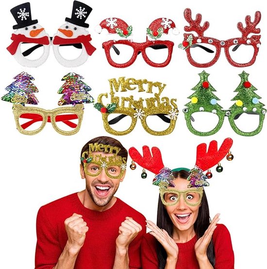 JOYIN 12-delige Kerst Hoofdbanden & Bril Set – Feestaccessoires Voor Kinderen & Volwassenen | Kerstman, Sneeuwpop, Rendier & Meer | One Size Fits All
