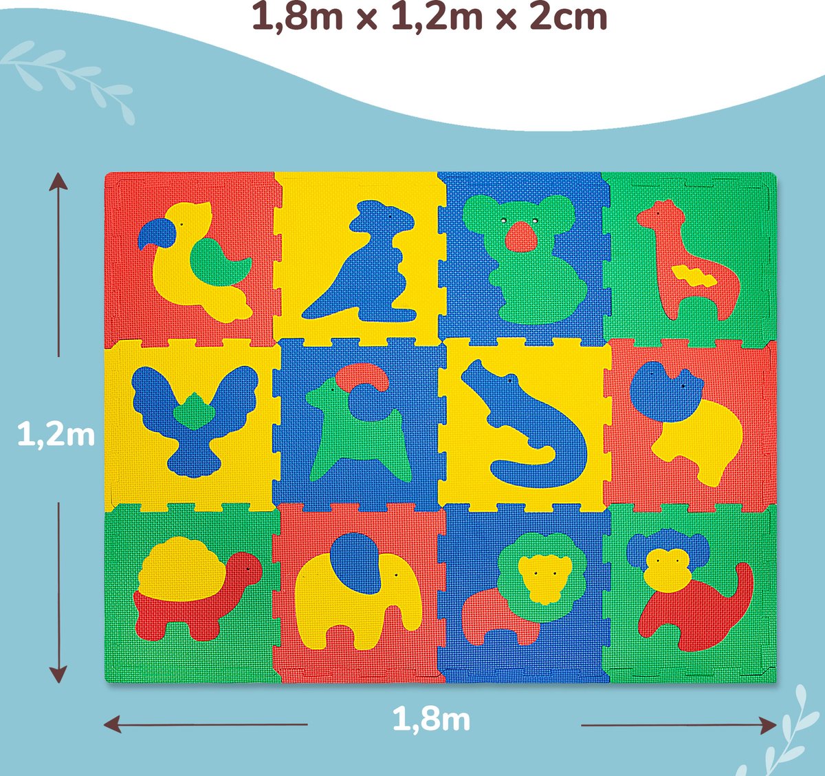 Moby-system Tapis D'éveil Bébé 120*90*1,2 Cm Tapis Puzzle Enfant