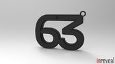 Sleutelhanger '63' George Russell (Formule 1) - 46x36x5 mm - Zwart