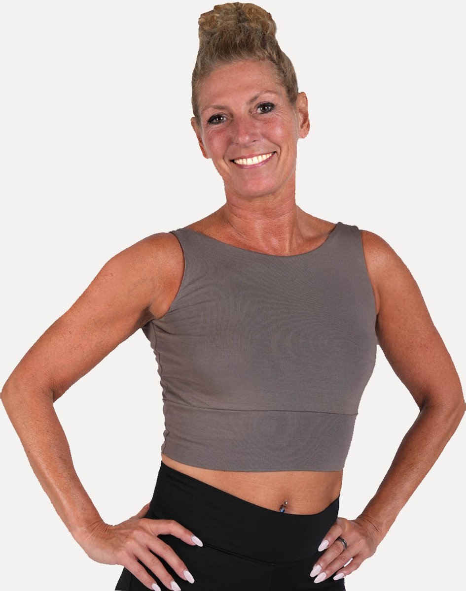 Namastae® Bh shirt | BH topjes dames volwassen | Yogakleding | Bh shirt | Taupe | Maat 34 (S)