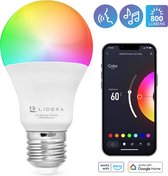 Lideka - LED Lamp E27 - RGBW - LED Lampen met App - Smart LED Verlichting - Dimbaar - Google en Alexa - 9W - 800 Lumen - 2700K - 6500K