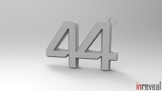 Sleutelhanger '44' Lewis Hamilton (Formule 1) - 48x38x5 mm - Grijs (mat)