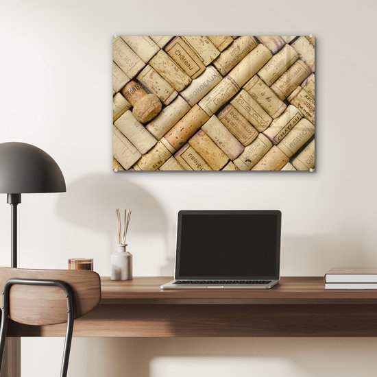 MuchoWow® Peinture sur Verre - Bouchons soigneusement posés - 60x40 cm - Peintures sur Verre Acrylique - Photo sur Glas