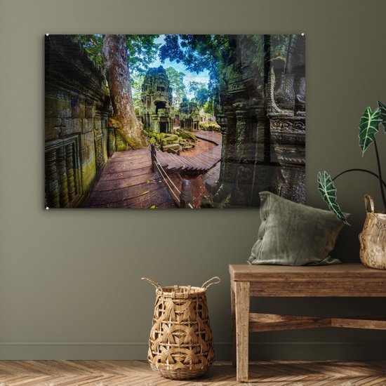 Temple de Ta Prohm en plexiglas d'Angkor Wat 90x60 cm - Tirage photo sur Glas (décoration murale en plexiglas)