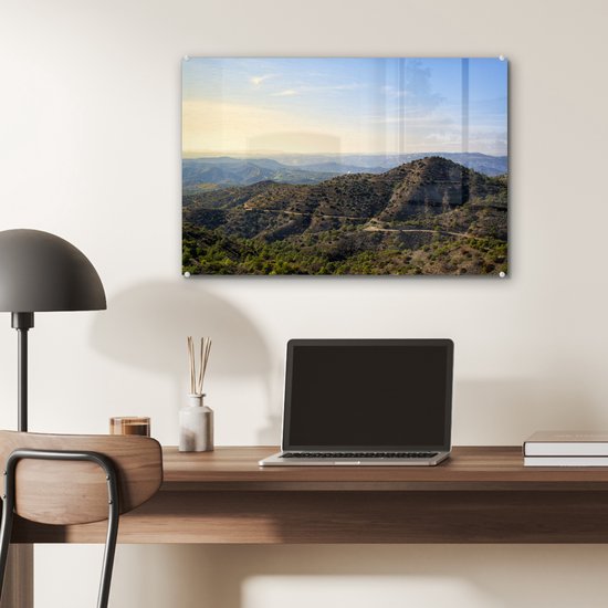 Peinture sur verre - Les montagnes de Trodos à Chypre lors d'une journée ensoleillée - 60x40 cm - Peintures sur Verre Peintures - Photo sur Glas