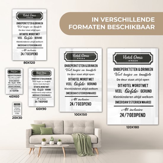 Tableaux sur toile salon - Citation fête des mères ' Hotel Mamie toujours ouvert' - 40x60 cm
