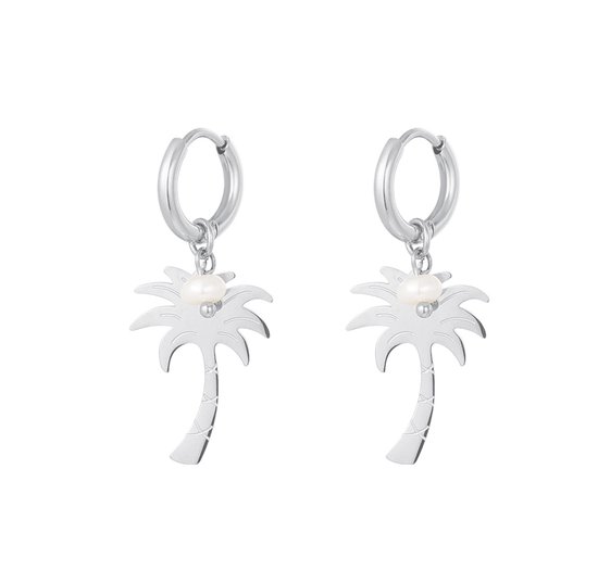 oorbellen - Palmbomen - Stainless Steel - Zilverkleurig