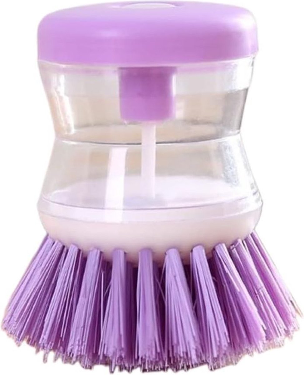 Goedkoopste Multifunctioneel - Pomp Afwasborstel - Met Zeepcompartiment - Zeepafgiftesysteem Vaatborstel - Handige Reinigingsborstel voor de Keuken - Duurzaam en Efficiënt - Paars