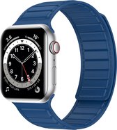Siliconen bandje - geschikt voor Apple Watch Series 1/2/3/4/5/6/7/8/9/SE/SE 2 met case size 38 mm / 40 mm / 41 mm - donkerblauw
