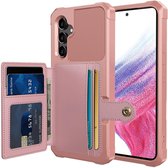Étui portefeuille adapté pour Samsung Galaxy A34 - Coque arrière avec porte-cartes - Étui de téléphone pour carte de débit - Porte-carte à l'arrière - Étui avec aimant pour support de voiture Rose