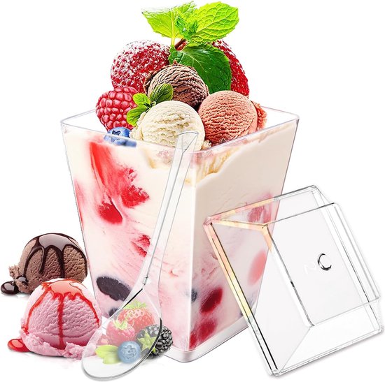 Verrines Plastique 80ml Réutilisables 50 Gobelets Dessert Cœur Transparent - 80ml Sans BPA - Réutilisables Pour Mousse, Glace, Pudding Verrines Cœur