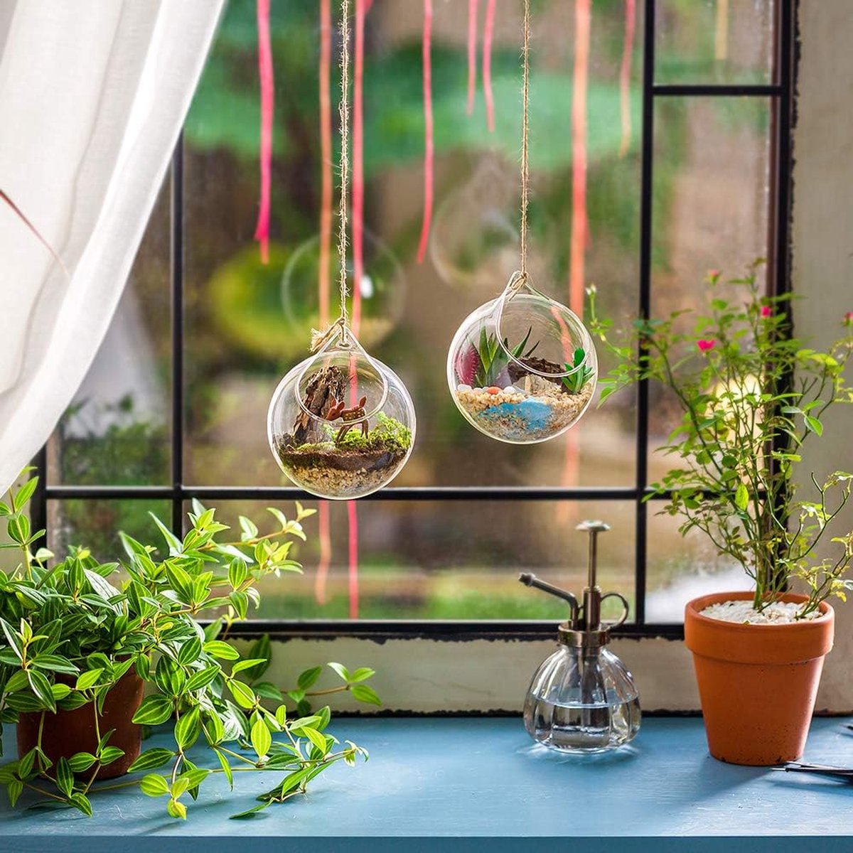 Opknoping Glazen Globes Terrarium Vetplanten Orbs 2 Stks Glazen Planter Grote Opening Lucht Varen Planten Vaas Hanger 4 Inch Voor Thuis Party Bruiloft Tuin DIY Ontwerp