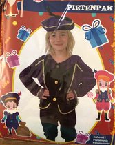 Pietenpak 6-8 jaar met muts kleur paars met zwart - blouse broek en pietenmuts voor jongens en meisjes - sinterklaasfeest
