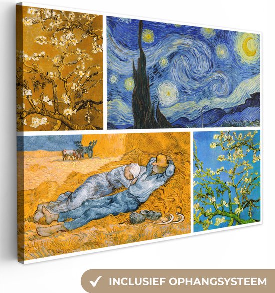 Toile de Oude Meesters - 80x60 - Peinture sur toile - Van Gogh - Collage - Art
