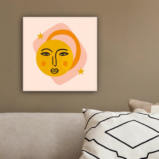 Tableau sur toile Soleil - Rose - Été - 20x20 cm - Décoration murale