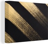 Canvas Schilderij Gouden verfstrepen op een zwarte achtergrond - 80x60 cm - Wanddecoratie