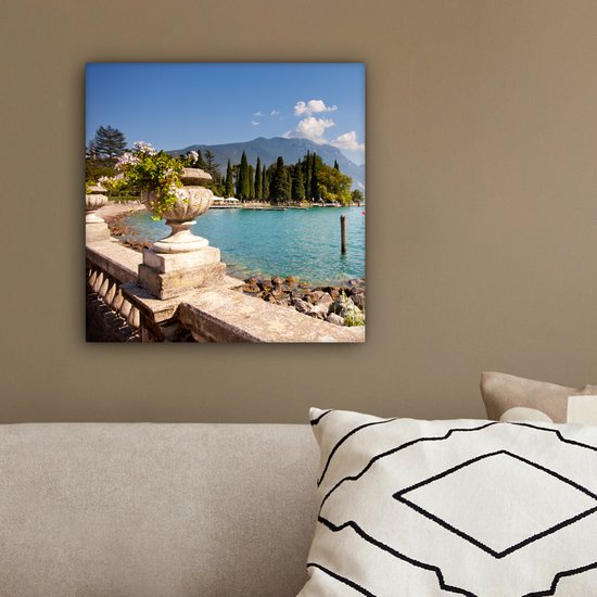 Toile Peinture Lac de Garde - Côte - Water - 20x20 cm - Décoration murale