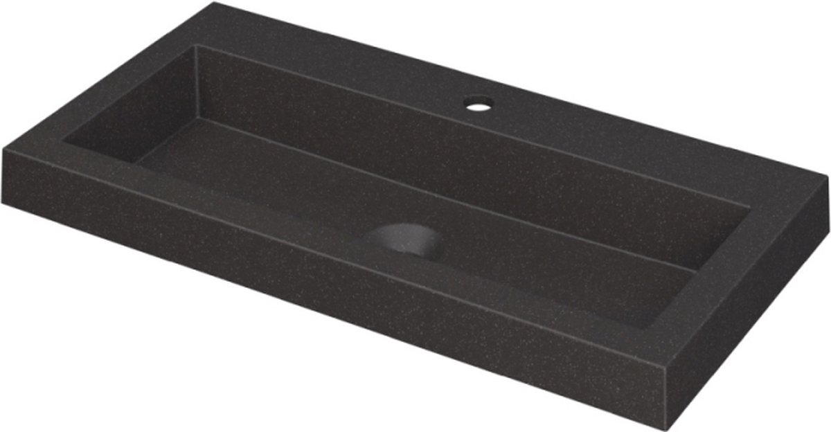 INK® Dock wastafel quartz met 1 kraangat, 80x6x40cm, quartz zwart