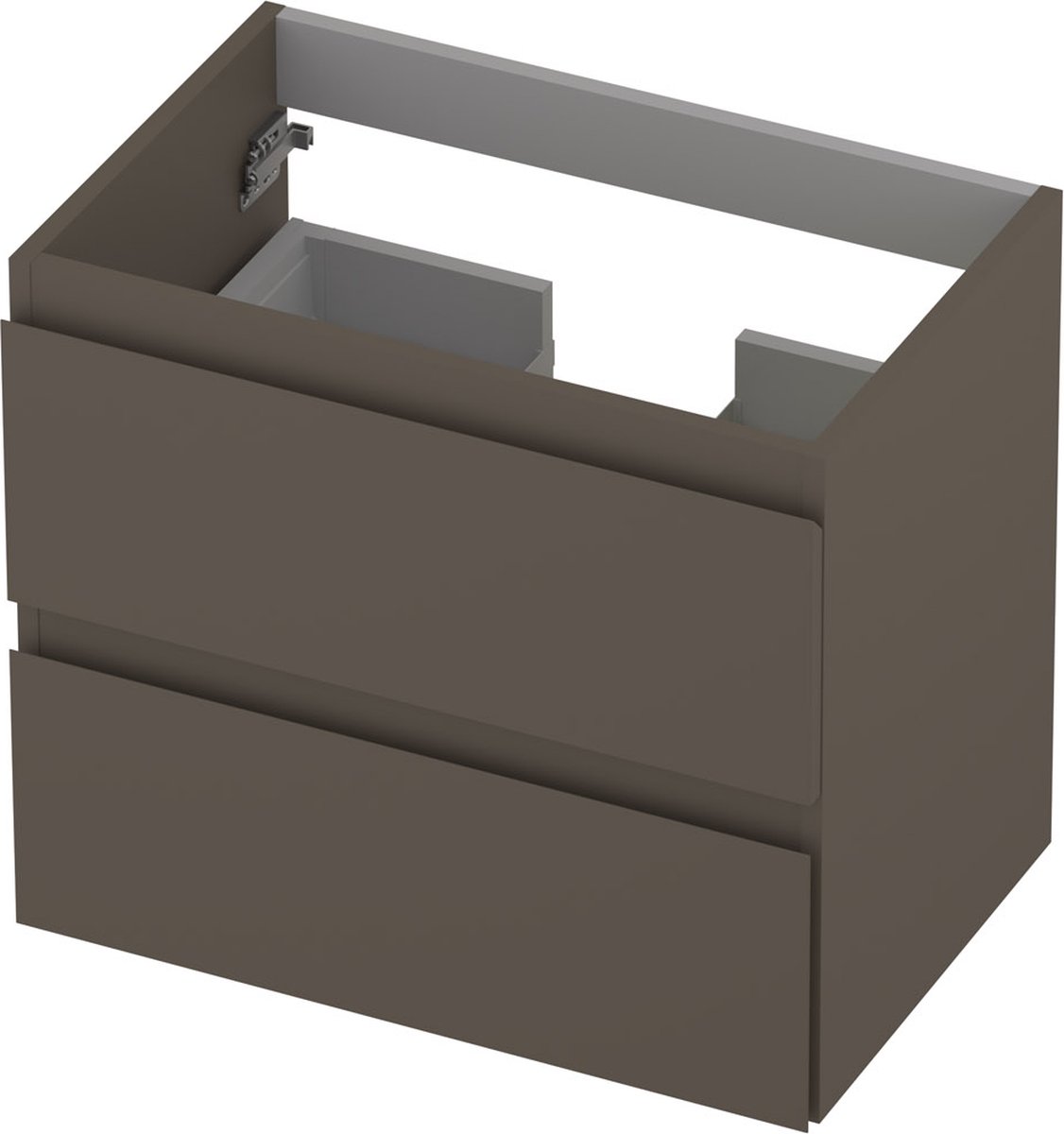 INK® wastafelonderkast 2 laden greeploos gelakt 60x40x52cm, mat taupe