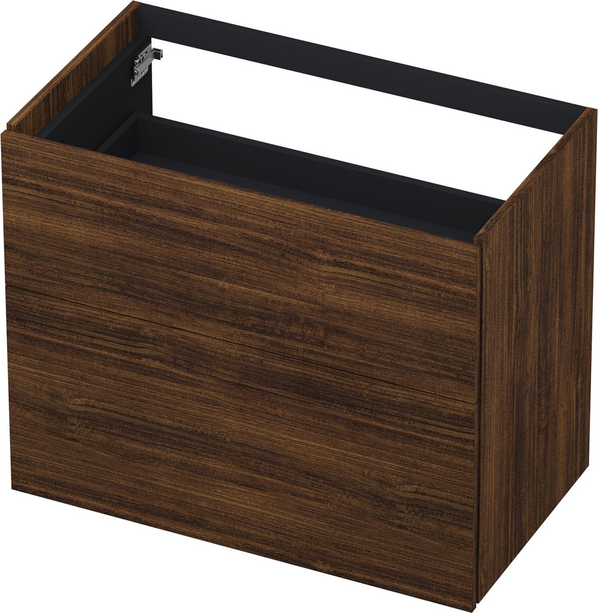INK® wastafelonderkast 2 laden greeploos push to open hout decor 80x45x65cm, koper eiken