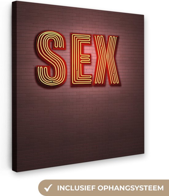 Canvas Schilderij Neon bord met het woord sex - 50x50 cm - Wanddecoratie