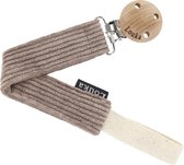 Louka speenkoord rib bruin de luxe - houten clip - speenketting