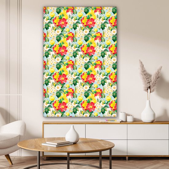 Tableau sur toile Fleurs - Pastel - Couleurs - 90x140 cm - Décoration murale